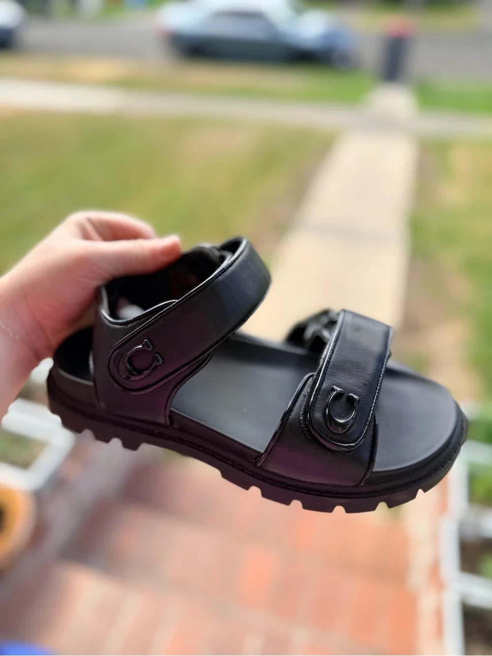 Coach Kids Black Adjustable Velcro Sandals